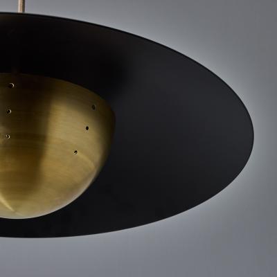 Alvaro Benitez Gabi Perforated Brass Dome Black Painted Metal Pendant by Alvaro Benitez