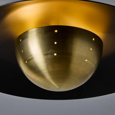 Alvaro Benitez Gabi Perforated Brass Dome Black Painted Metal Pendant by Alvaro Benitez