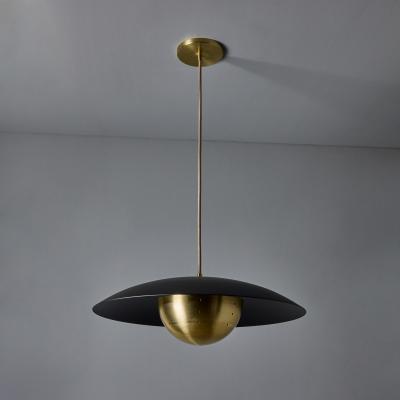 Alvaro Benitez Gabi Perforated Brass Dome Black Painted Metal Pendant by Alvaro Benitez