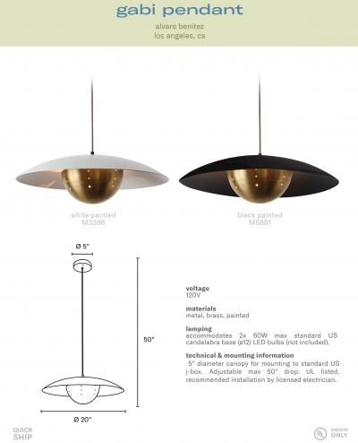 Alvaro Benitez Gabi Perforated Brass Dome Black Painted Metal Pendant by Alvaro Benitez