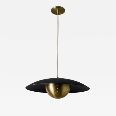 Alvaro Benitez Gabi Perforated Brass Dome Black Painted Metal Pendant by Alvaro Benitez