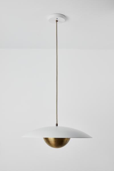 Alvaro Benitez Gabi Perforated Brass Dome White Painted Metal Pendant by Alvaro Benitez
