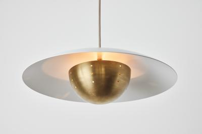 Alvaro Benitez Gabi Perforated Brass Dome White Painted Metal Pendant by Alvaro Benitez
