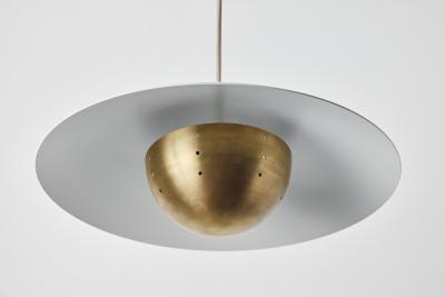 Alvaro Benitez Gabi Perforated Brass Dome White Painted Metal Pendant by Alvaro Benitez
