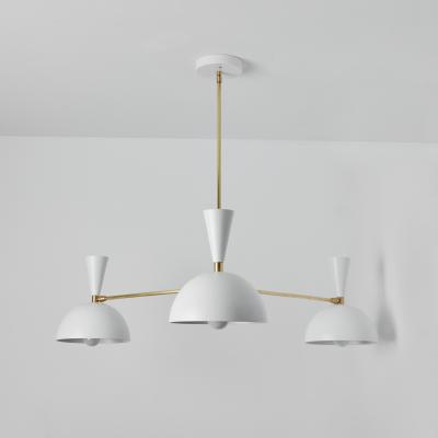 Alvaro Benitez Large Three Cone Lola II Chandelier in White and Brass