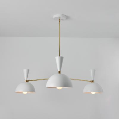 Alvaro Benitez Large Three Cone Lola II Chandelier in White and Brass
