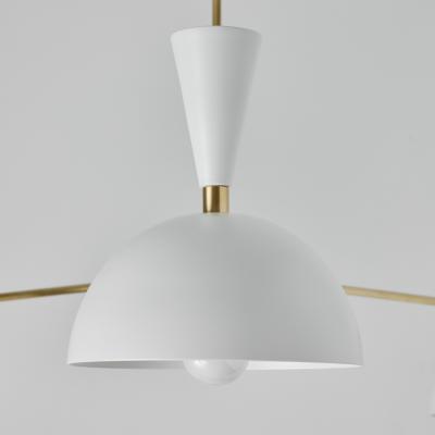 Alvaro Benitez Large Three Cone Lola II Chandelier in White and Brass