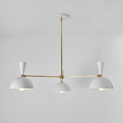 Alvaro Benitez Large Three Cone Lola II Chandelier in White and Brass
