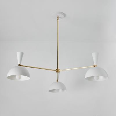 Alvaro Benitez Large Three Cone Lola II Chandelier in White and Brass