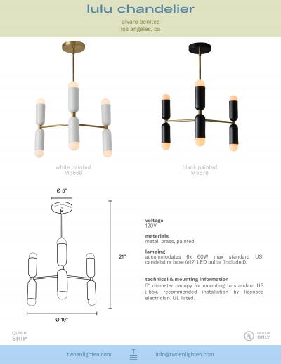 Alvaro Benitez Lulu 3 Arm Chandelier in Black Brass by Alvaro Benitez