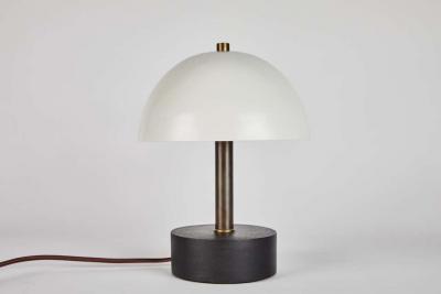 Alvaro Benitez Nena Table Lamp in White Metal and Wood by Alvaro Benitez