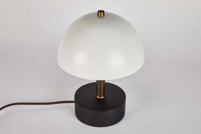 Alvaro Benitez Nena Table Lamp in White Metal and Wood by Alvaro Benitez