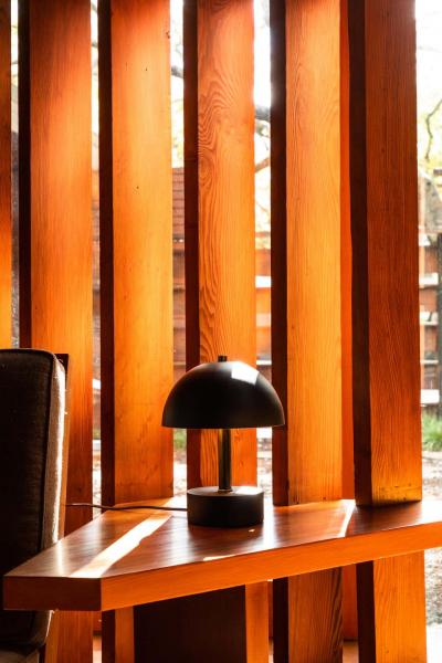 Alvaro Benitez Nena Table Lamp in White Metal and Wood by Alvaro Benitez