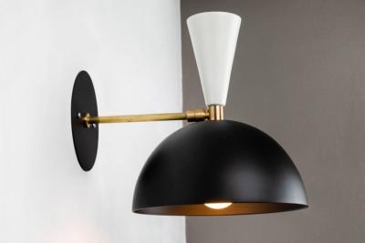 Alvaro Benitez Pair of Large Lola II Sconces in Black and White