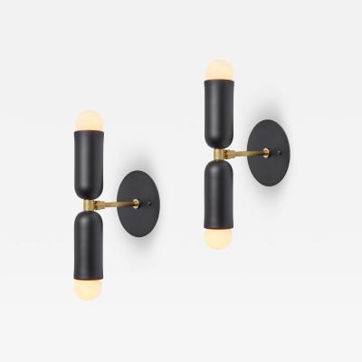 Alvaro Benitez Pair of Lulu Sconces in Black Brass by Alvaro Benitez