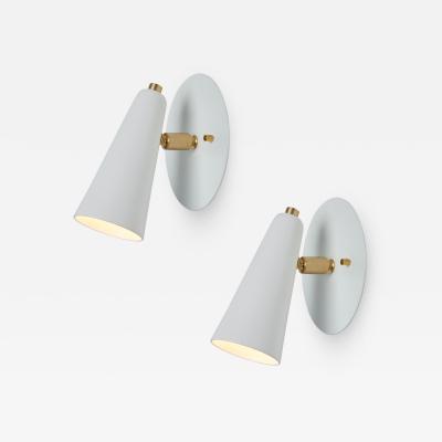 Alvaro Benitez Pair of Lupita Sconces in White Brass by Alvaro Benitez