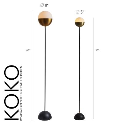 Alvaro Benitez Petite KOKO Floor Lamp in Opaline Glass Brass by Alvaro Benitez