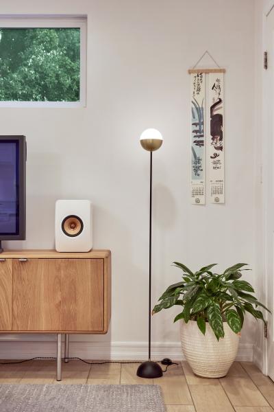 Alvaro Benitez Petite KOKO Floor Lamp in Opaline Glass Brass by Alvaro Benitez