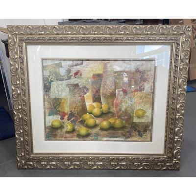 Alvaro Peppoloni Framed Alvaro Peppoloni Abstract Still Life Print Titled Still Life with Lemo