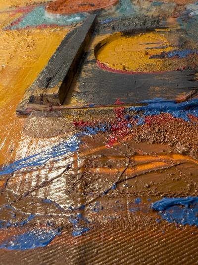 Alvin Carl Hollingsworth Africa Collage Painting in Orange African American Artist