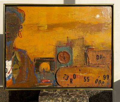 Alvin Carl Hollingsworth Africa Collage Painting in Orange African American Artist