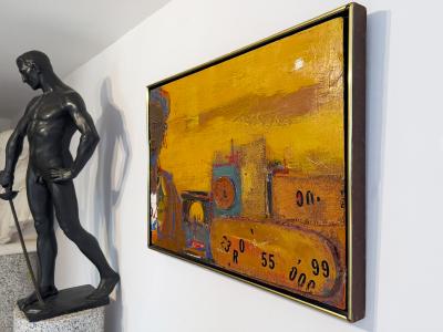 Alvin Carl Hollingsworth Africa Collage Painting in Orange African American Artist