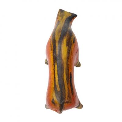 Alvino Bagni Alvino Bagni Bull Ceramic Orange Red Yellow and Brown Signed