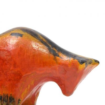 Alvino Bagni Alvino Bagni Bull Ceramic Orange Red Yellow and Brown Signed