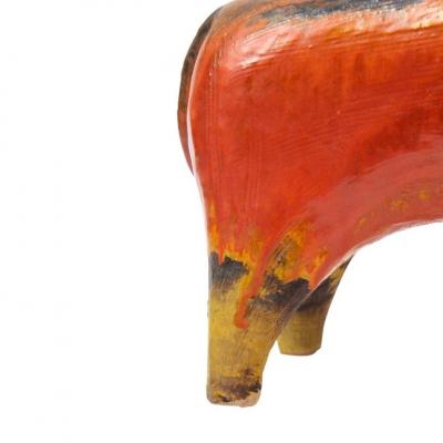 Alvino Bagni Alvino Bagni Bull Ceramic Orange Red Yellow and Brown Signed