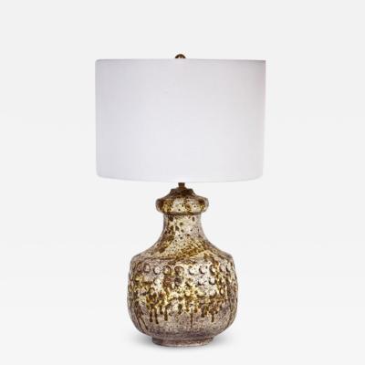 Alvino Bagni Alvino Bagni Hand Painted Dot Drip Glaze Ceramic Lamp 1950s