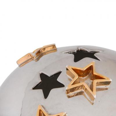 Alvino Bagni Alvino Bagni Star Vase Ceramic Metallic Silver Chrome Gold Signed