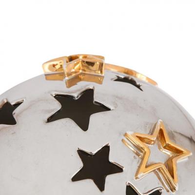 Alvino Bagni Alvino Bagni Star Vase Ceramic Metallic Silver Chrome Gold Signed