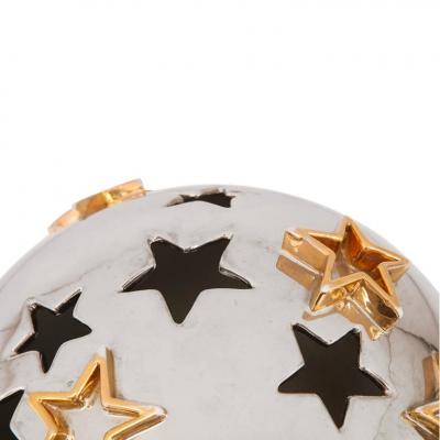 Alvino Bagni Alvino Bagni Star Vase Ceramic Metallic Silver Chrome Gold Signed