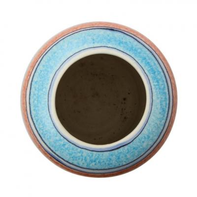 Alvino Bagni Alvino Bagni Vase for Raymor Ceramic Stripes Blue Yellow White Signed