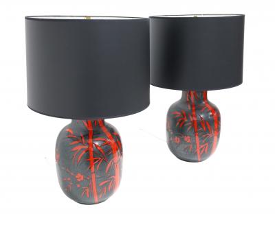 Alvino Bagni Pair of Italian Ceramic Lamps by Alvino Bagni for Raymor