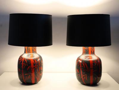 Alvino Bagni Pair of Italian Ceramic Lamps by Alvino Bagni for Raymor