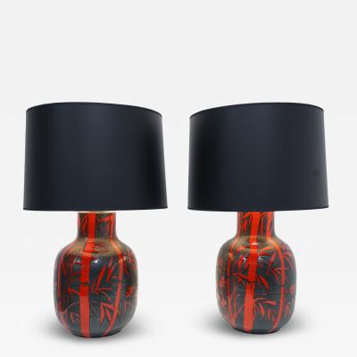 Alvino Bagni Pair of Italian Ceramic Lamps by Alvino Bagni for Raymor