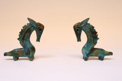 Alvino Bagni Pair of Italian Modernist Sea Garden Ceramic Horses by Alvino Bagni for Raymor