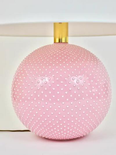Alvino Bagni Ros Pastel Polka Dot Sphere Table Lamp Ceramic Brass Studio Paf Milano 1970