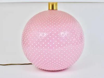 Alvino Bagni Ros Pastel Polka Dot Sphere Table Lamp Ceramic Brass Studio Paf Milano 1970
