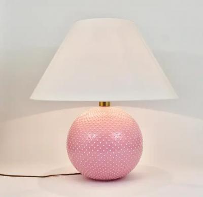 Alvino Bagni Ros Pastel Polka Dot Sphere Table Lamp Ceramic Brass Studio Paf Milano 1970