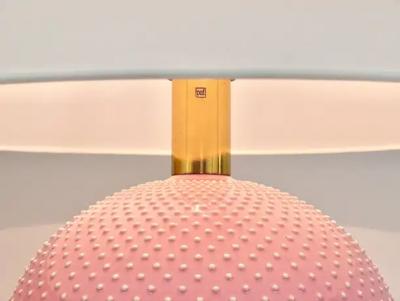 Alvino Bagni Ros Pastel Polka Dot Sphere Table Lamp Ceramic Brass Studio Paf Milano 1970