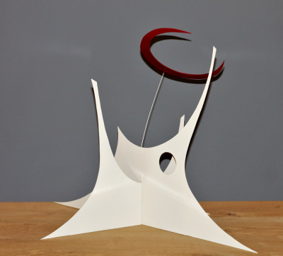 Amaury Maillet White Mastodonte Under Red Moon Abstract Sculpture 2024