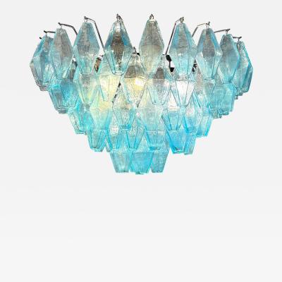 Amazing Alight Blue Poliedri Murano Glass Chandelier or Ceiling Light