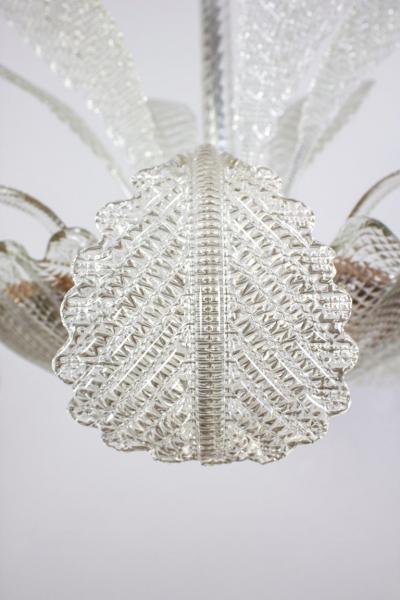 Amazing Art Deco Ninfea Murano Glass Chandelier by Barovier Italy 1940