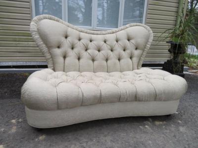 Amazing Fun Hollywood Regency Tall Tufted Back Loveseat