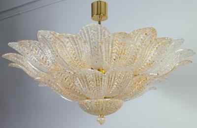 Amazing Gold Amber Murano Glass Leave Ceiling Light or Chandelier