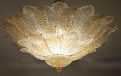 Amazing Gold Amber Murano Glass Leave Ceiling Light or Chandelier