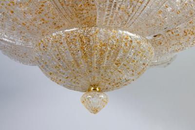 Amazing Gold Amber Murano Glass Leave Ceiling Light or Chandelier