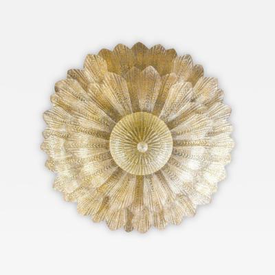 Amazing Gold Amber Murano Glass Leave Ceiling Light or Chandelier